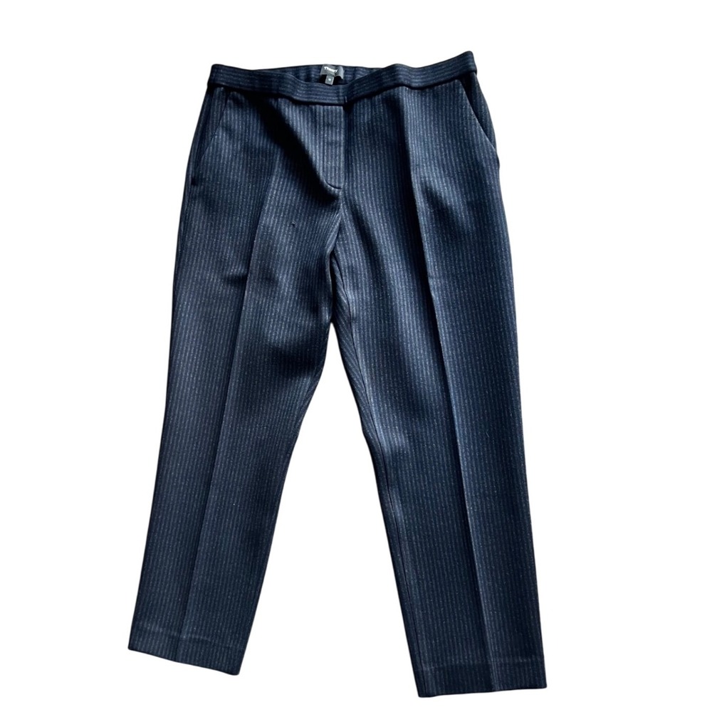 Theory Stretchy Pinstripe Navy Blue Career Work Cropped Pants Women's Size‎ 10